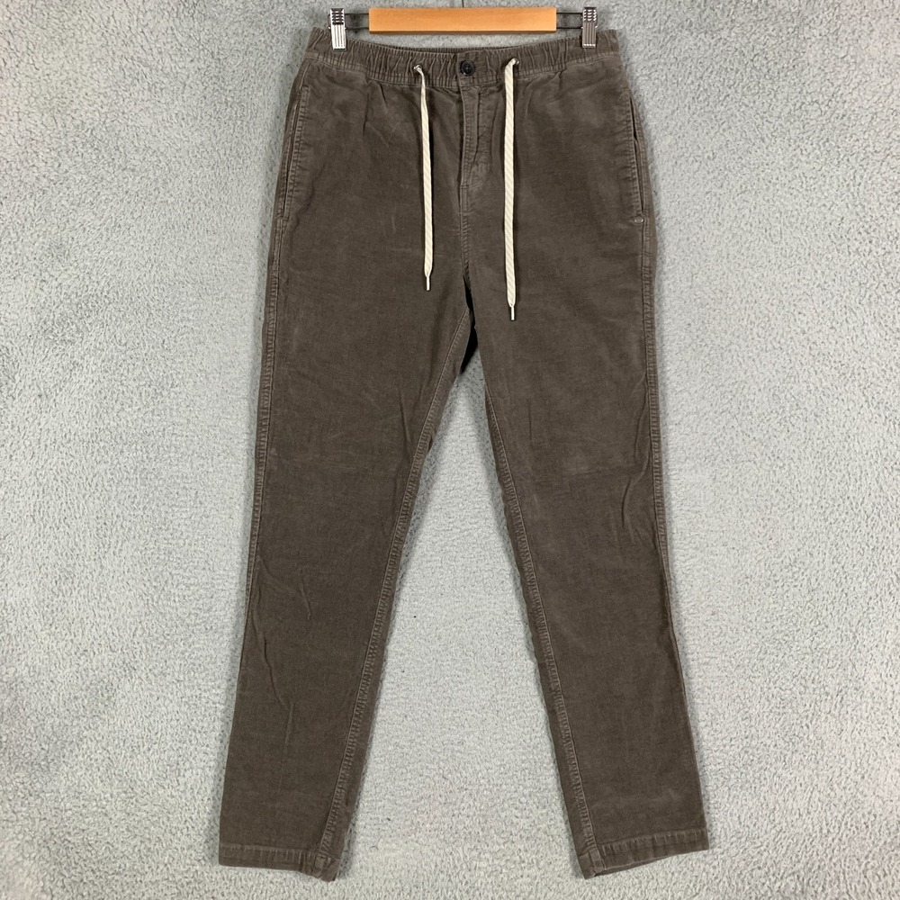 Vuori Optimist Pants Men's Sz 30 Brown Soft Corduroy Chino Stretch Elastic Waist